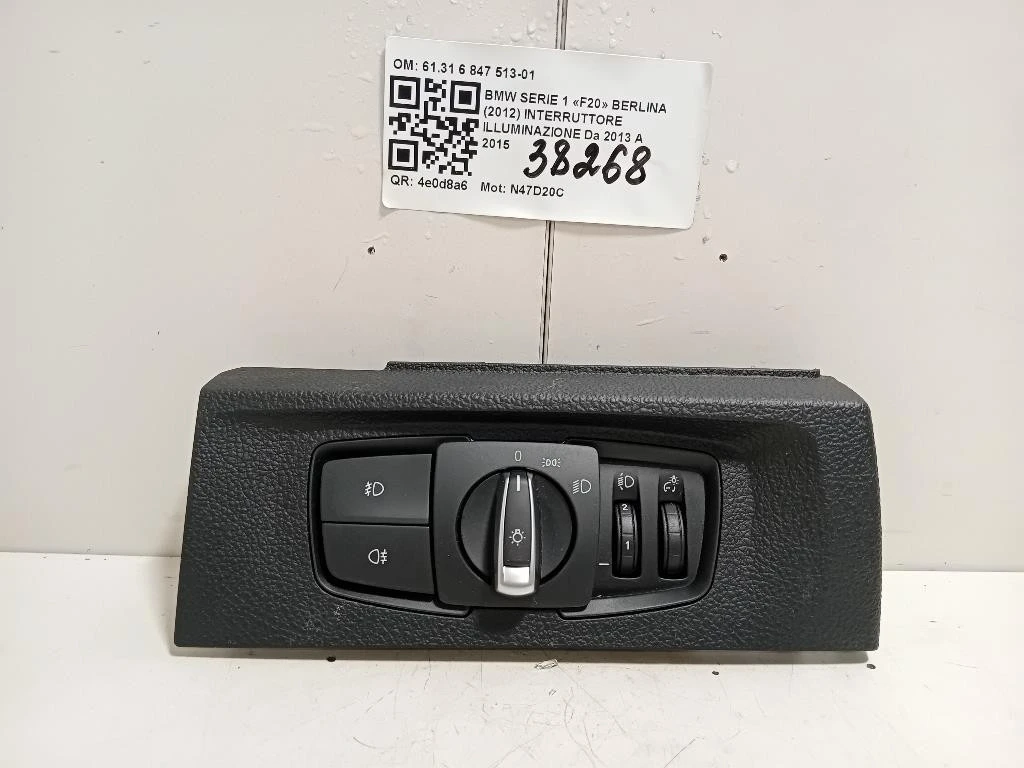Interruttore Illuminazione 6131 6 847 513-01 Bmw Serie 1 F20 Berlina 2012
