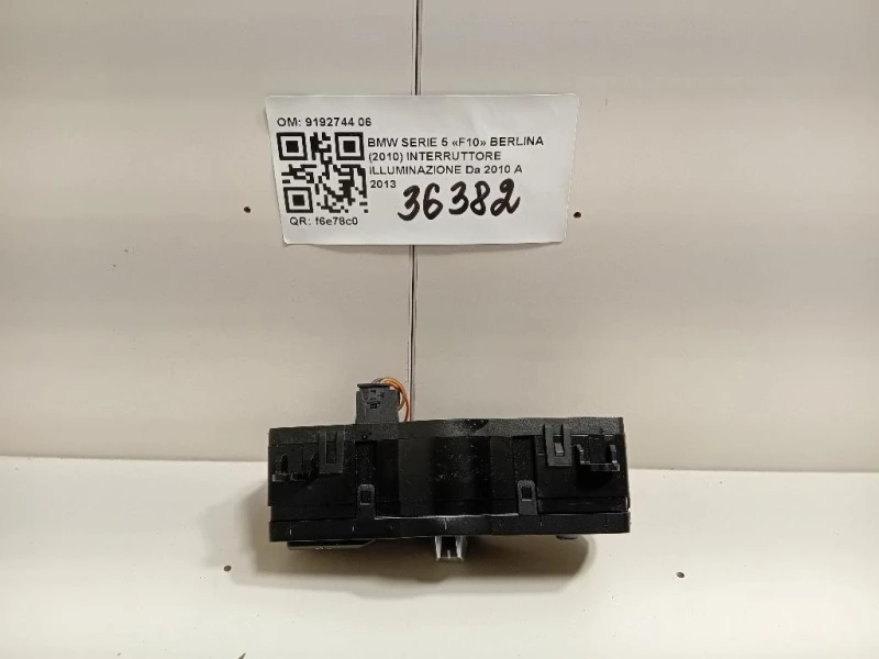 Interruttore Illuminazione 9192744 06 Bmw Serie 5 F10 Berlina 2010