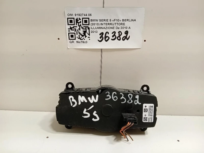 Interruttore Illuminazione 9192744 06 Bmw Serie 5 F10 Berlina 2010