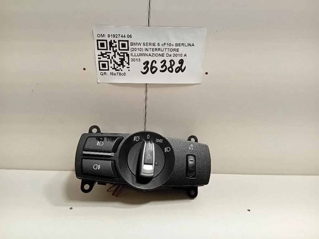 Interruttore Illuminazione 9192744 06 Bmw Serie 5 F10 Berlina 2010