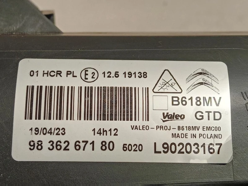 Proiettore ANT DX L90203168 Citroen C3 II 2013