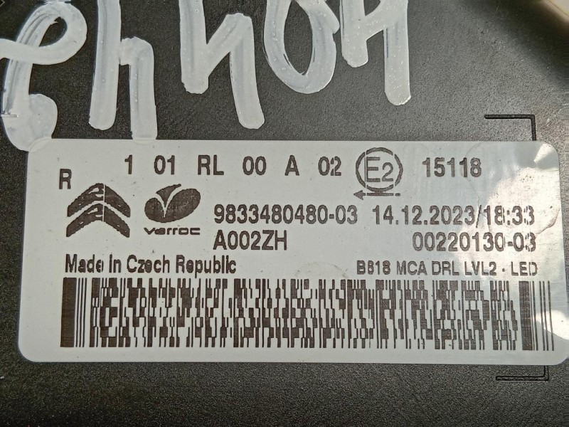 Proiettore ANT DX 9833480480-03 Citroen C3 III 2016