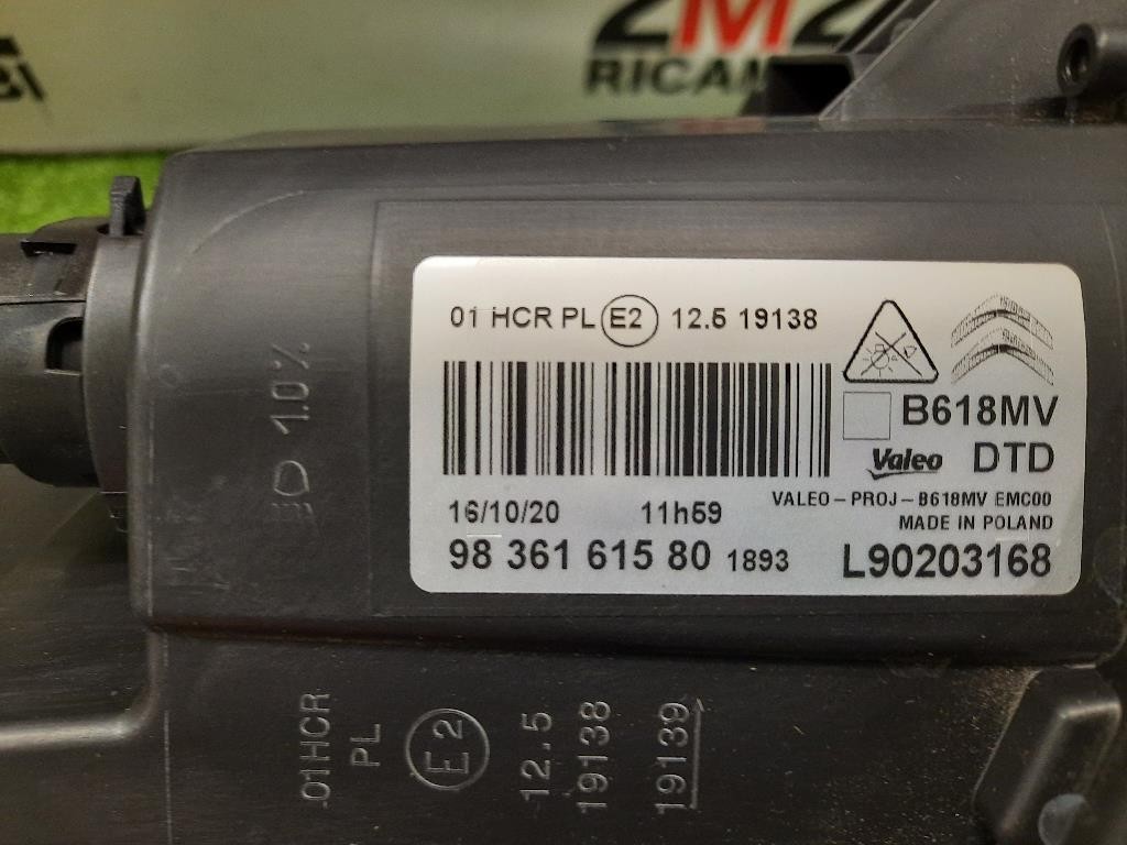 Proiettore ANT DX 9836161580 Citroen C3 III 2016