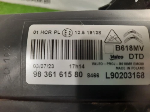 Proiettore ANT DX 9836161580 Citroen C3 III 2020