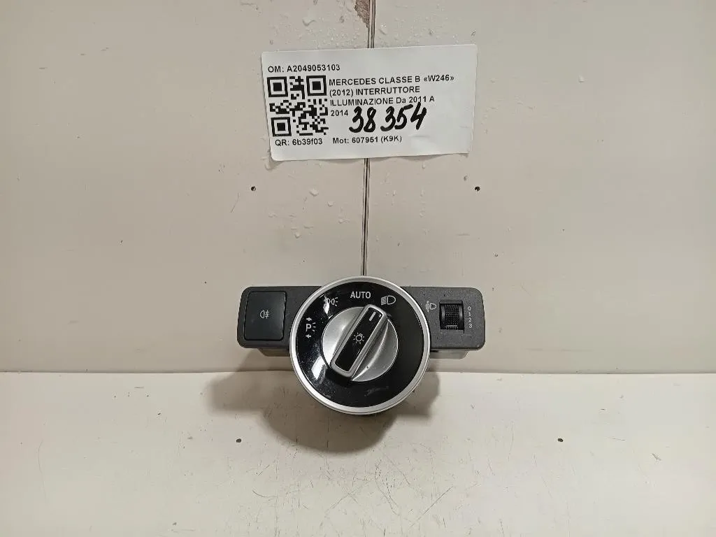 Interruttore Illuminazione A2049053103 Mercedes Classe B W246 2012