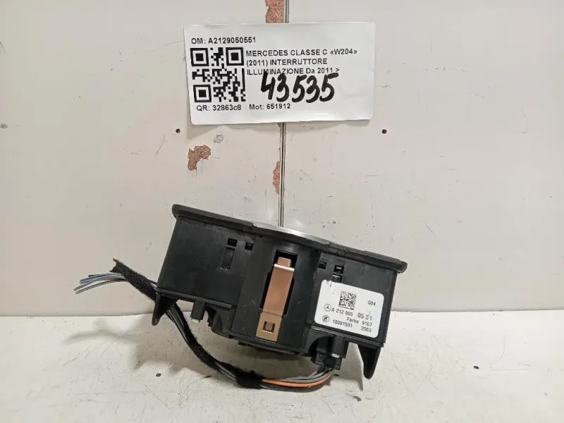 Interruttore Illuminazione A2129050551 Mercedes Classe C W204 2011
