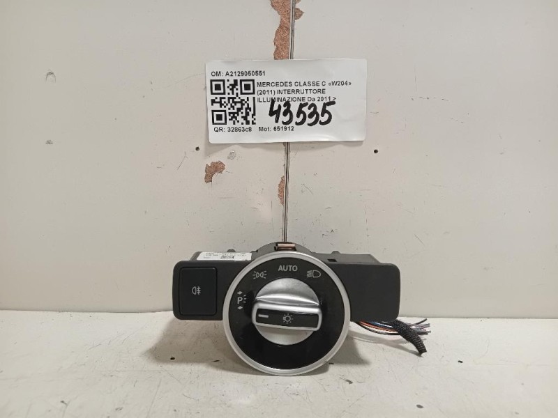 Interruttore Illuminazione A2129050551 Mercedes Classe C W204 2011