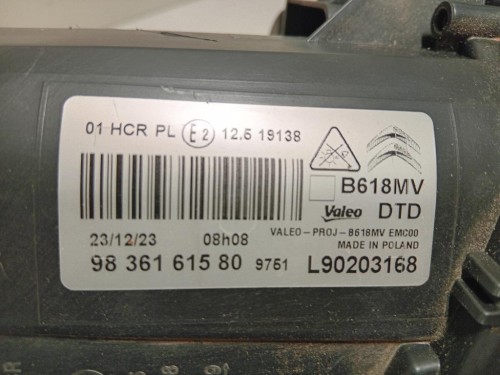 Proiettore ANT DX 9837961580 Citroen C3 Picasso 2013