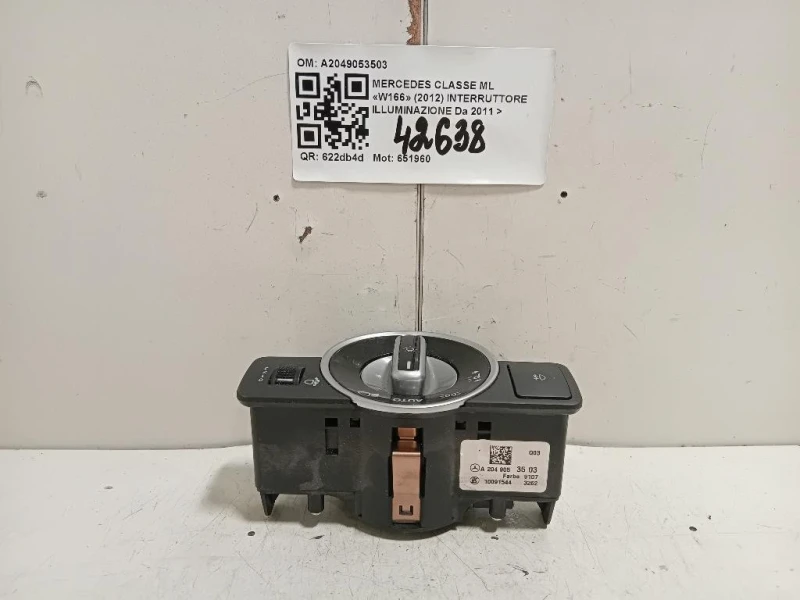 Interruttore Illuminazione A2049053503 Mercedes Classe ML W166 2012