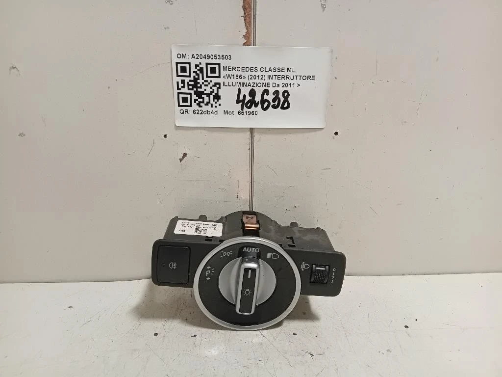Interruttore Illuminazione A2049053503 Mercedes Classe ML W166 2012