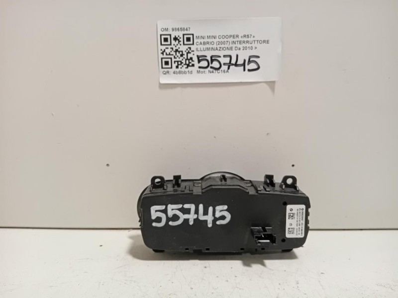 Interruttore Illuminazione 9865847 Mini MINI Cooper R57 Cabrio 2007
