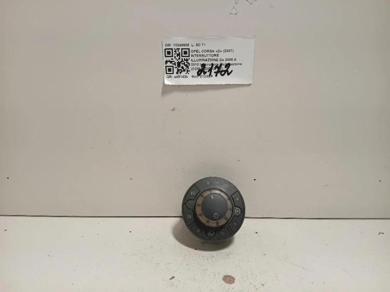 Interruttore Illuminazione 13249508 Opel Corsa D 2007