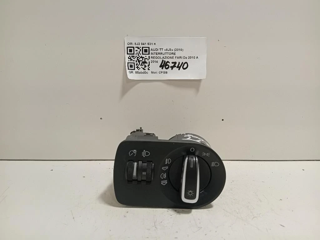 Interruttore Regolazione FARI 8J2 941 531 K Audi TT 8J3 2010