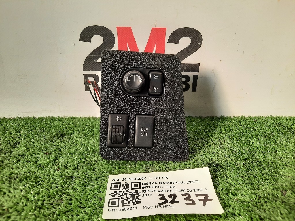 Interruttore Regolazione FARI 25190JD00C Nissan Qashqai I 2007