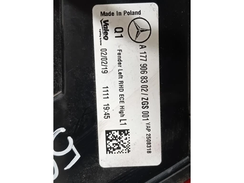 Fanale EST POST SX A1779068302 Mercedes Classe A W177 2018