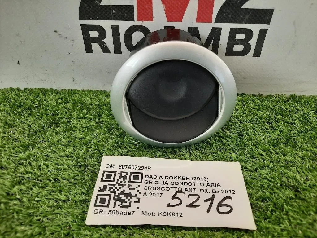 KIT Griglie Condotto ARIA Cruscotto 687607294R Dacia Dokker 2013