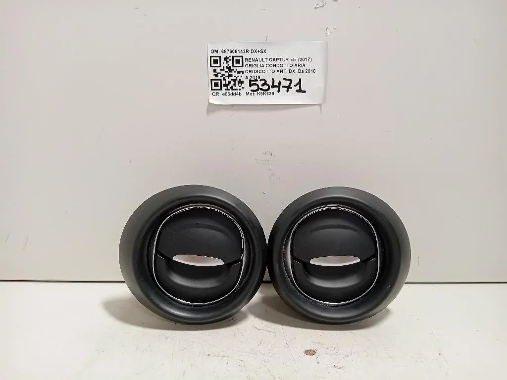 KIT Griglie Condotto ARIA Cruscotto Centrale 687608143R DX+SX Renault Captur I 2017