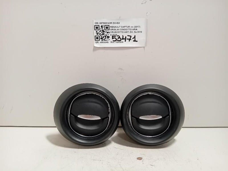 KIT Griglie Condotto ARIA Cruscotto Centrale 687608143R DX+SX Renault Captur I 2017