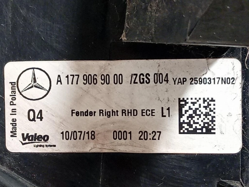 Fanale POST DX A1779069000 Mercedes Classe A W177 2018