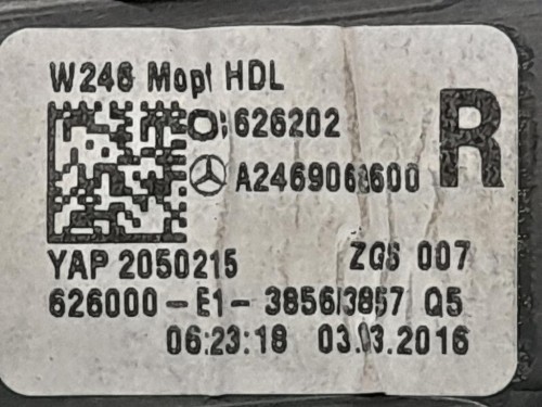 Fanale POST DX A2469068600 Mercedes Classe B W246 2014