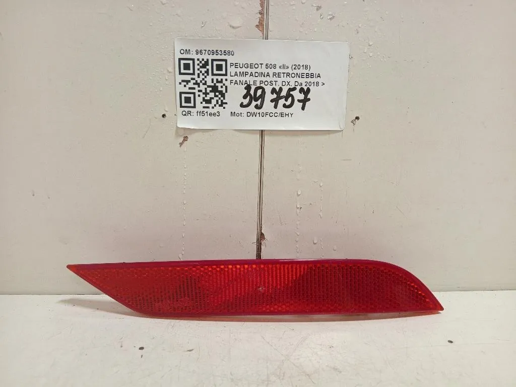 Lampadina Retronebbia Fanale POST DX 9670953580 Peugeot 508 II 2018