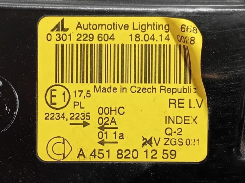 Proiettore ANT DX A4518201259 Smart Fortwo Cabrio 451 2010