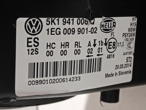 Proiettore ANT DX 5K1941006 Volkswagen GOLF VI 2009