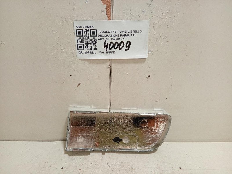 Listello Decorazione Paraurti ANT DX 7452ZR Peugeot 107 2012