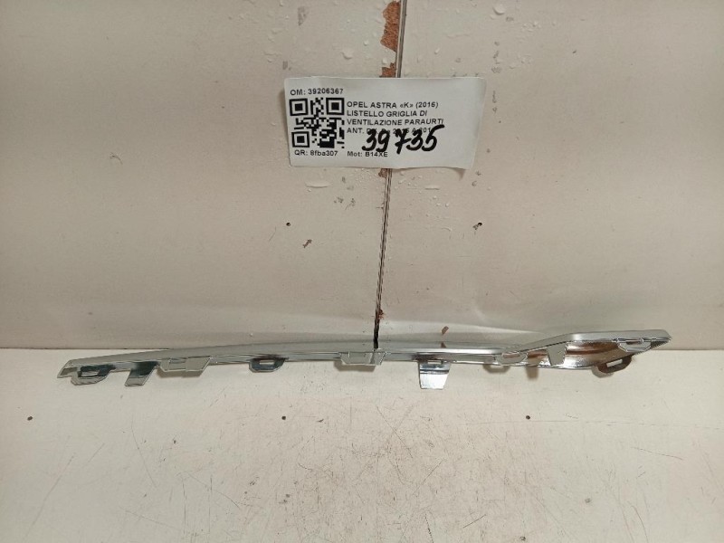 Listello Griglia DI Ventilazione Paraurti ANT DX 39206367 Opel Astra K 2016