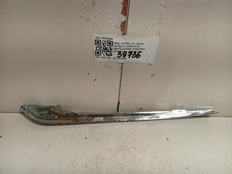 Listello Griglia DI Ventilazione Paraurti ANT SX 39206366 Opel Astra K 2016