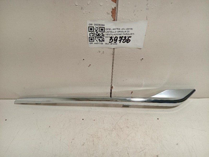 Listello Griglia DI Ventilazione Paraurti ANT SX 39206366 Opel Astra K 2016
