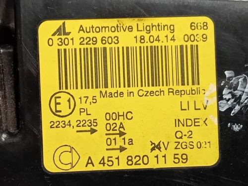 Proiettore ANT SX A4518201159 Smart Fortwo Cabrio 451 2010