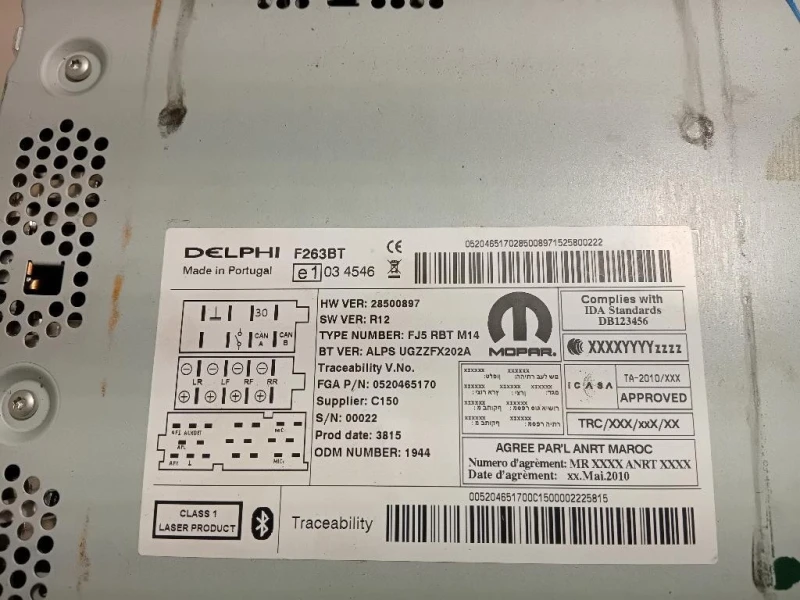 Unità Autoradio 28252891 Fiat Doblò III 2015