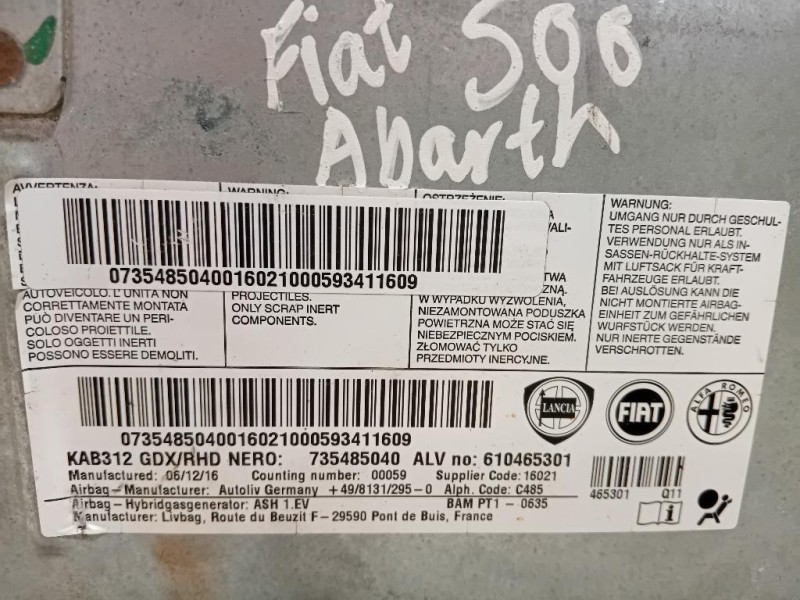 Air-bag Ginocchia DX 610465301 Fiat 500 II 2015