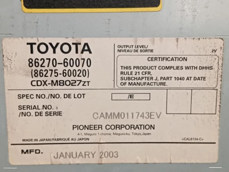 Caricatore CD 86270-60070 Toyota Landcruiser 120 2003