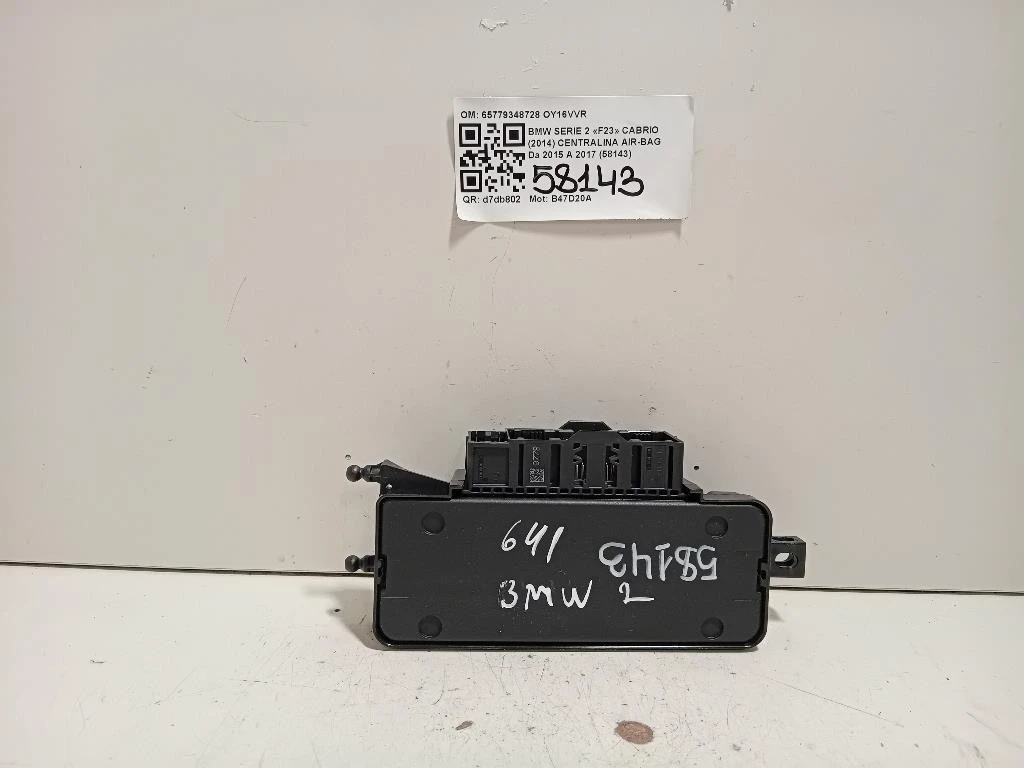 Centralina Air-bag 0285012516 6577-9348728-01 Bmw Serie 2 F23 Cabrio 2014