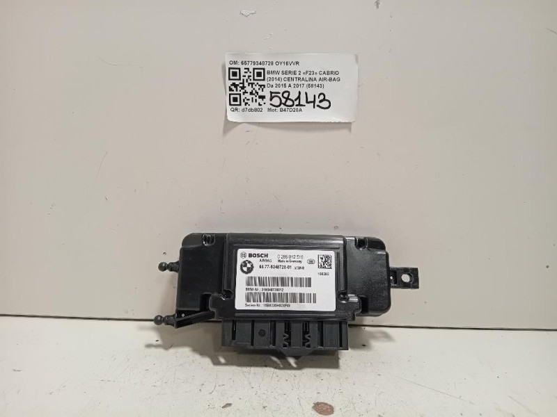 Centralina Air-bag 0285012516 6577-9348728-01 Bmw Serie 2 F23 Cabrio 2014