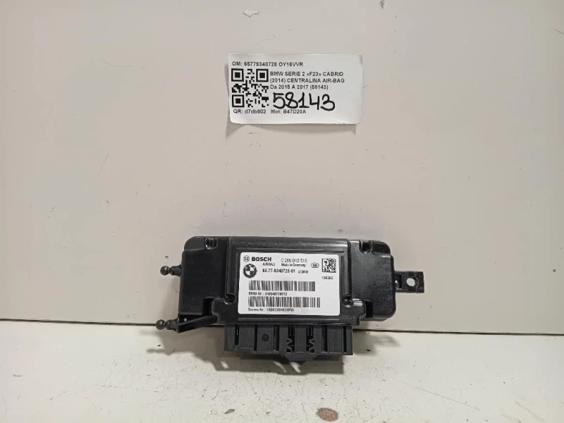 Centralina Air-bag 0285012516 6577-9348728-01 Bmw Serie 2 F23 Cabrio 2014