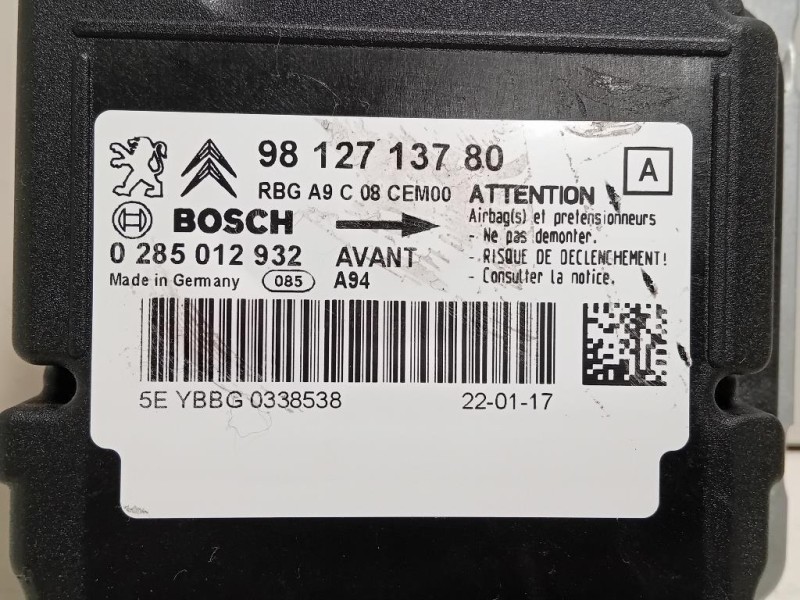 Centralina Air-bag 9812713780 Peugeot 2008 I 2016