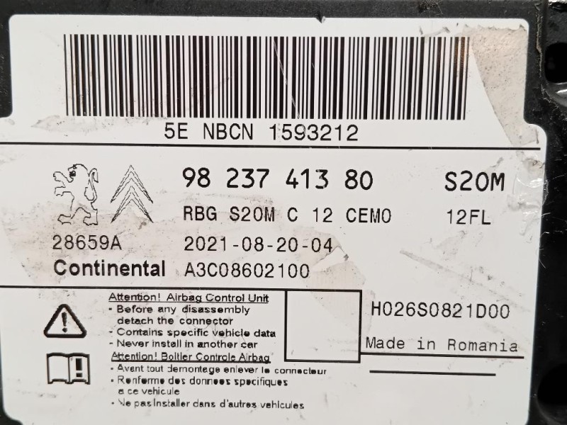 Centralina Air-bag 9823741380 Peugeot 2008 II 2020