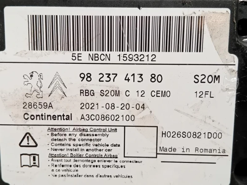 Centralina Air-bag 9823741380 Peugeot 2008 II 2020