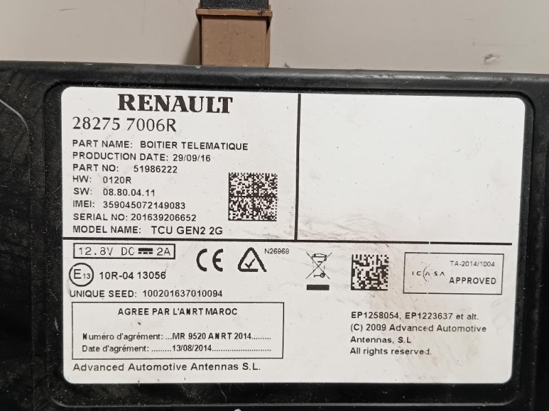 Centralina Comfort 282757006R Renault Mégane IV 2016
