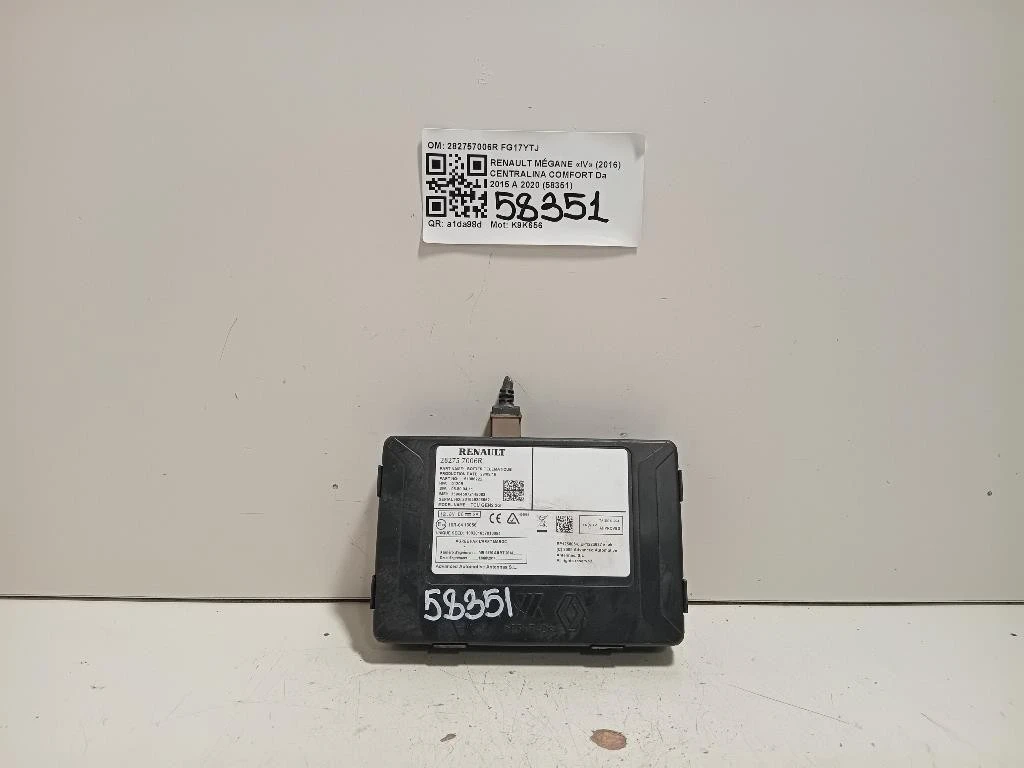 Centralina Comfort 282757006R Renault Mégane IV 2016
