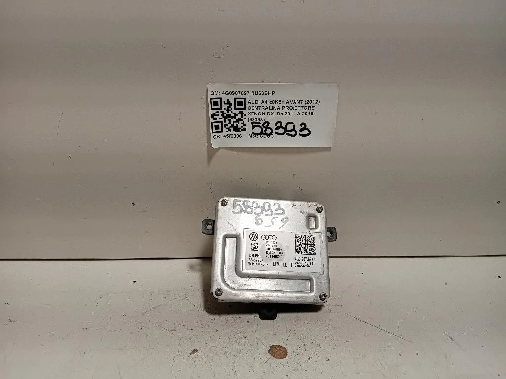 Centralina Proiettore Xenon DX 4G0907697 Audi A4 8K5 Avant 2012