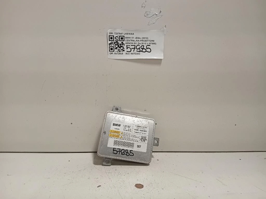 Centralina Proiettore Xenon SX 7237647 Bmw X1 E84 2010