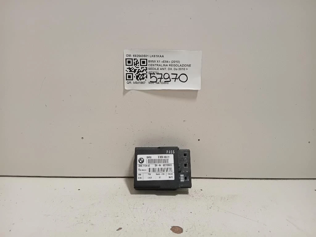 Centralina Regolazione Sedile ANT DX 692643501 Bmw X1 E84 2010
