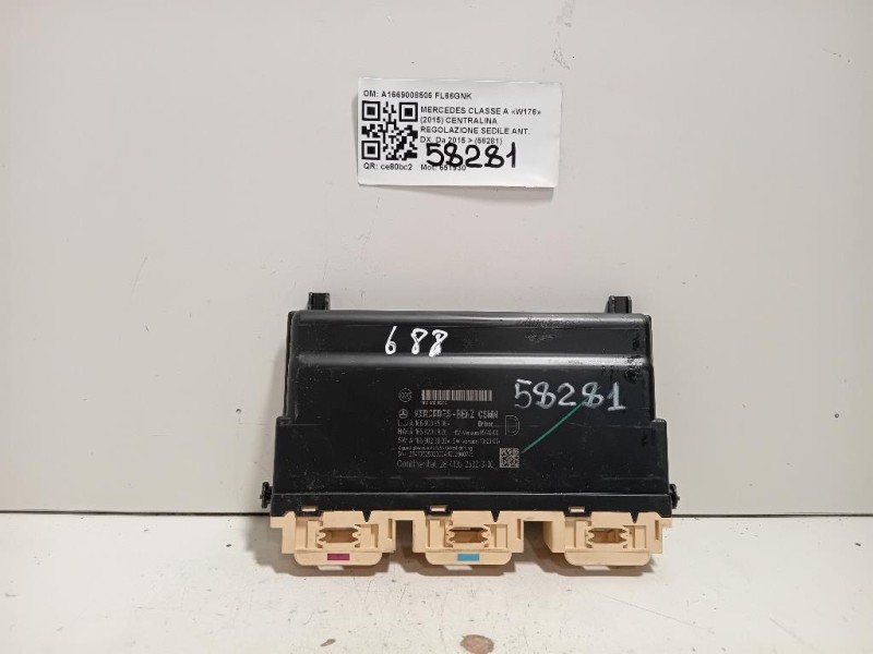 Centralina Regolazione Sedile ANT DX A1669008506 Mercedes Classe A W176 2015