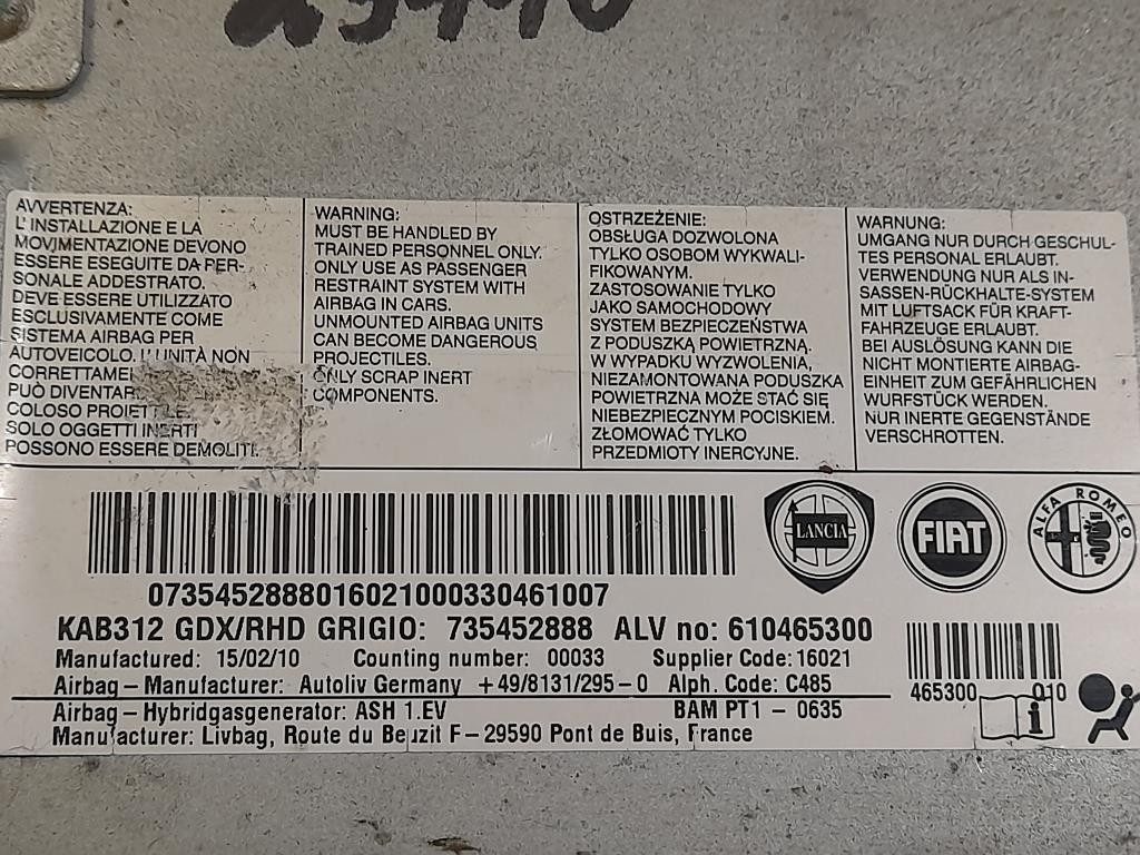 Air-bag Ginocchia DX 735452888 Fiat 500 II 2008