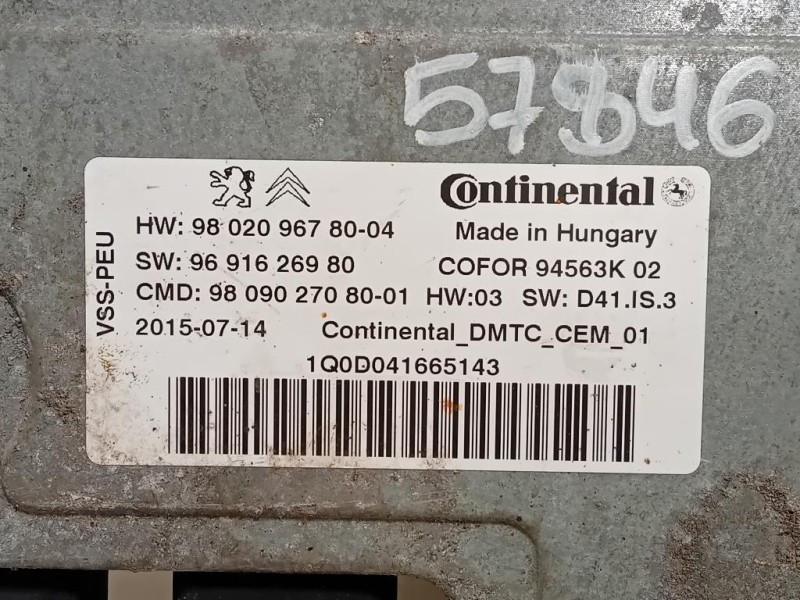 Centralina Start - STOP 9802096780 Peugeot 308 II SW 2014