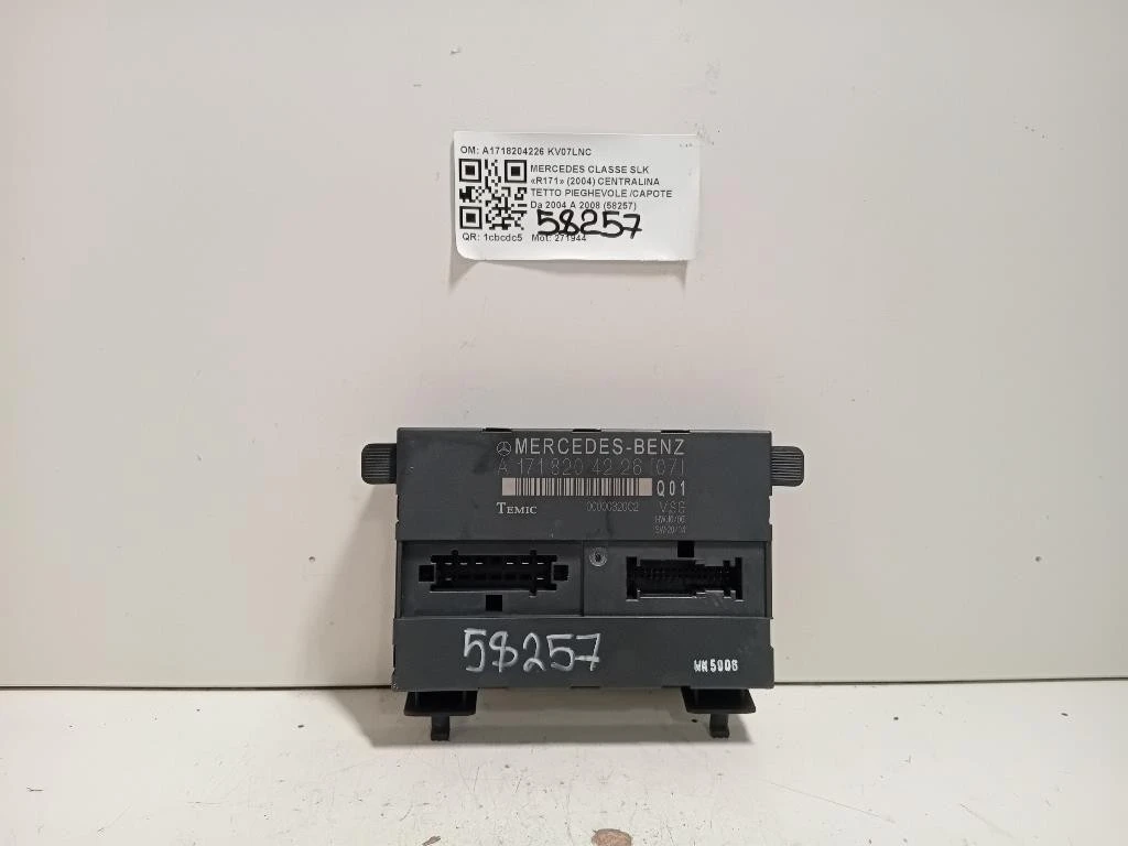 Centralina Tetto Pieghevole Capote A1718204226 Mercedes Classe SLK R171 2004